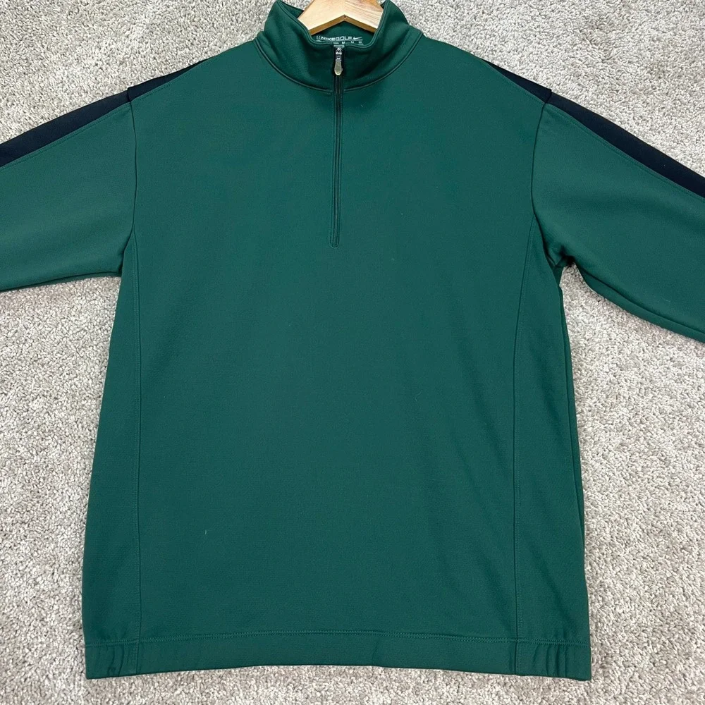 Nike Pullover Men Medium Green Long Sleeve Golf Therma-FIT 1/4 Zip Fleece Swoosh